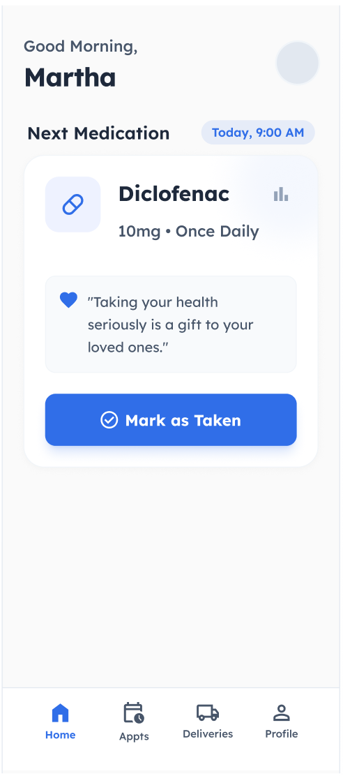 After feedback — updated medication screen