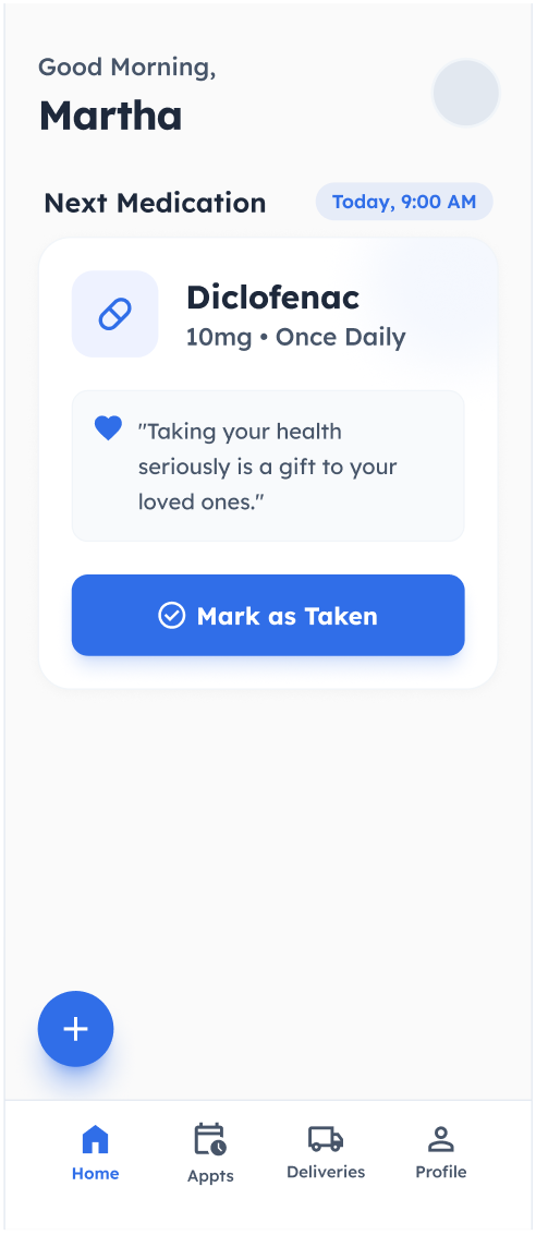 Before feedback — original medication screen
